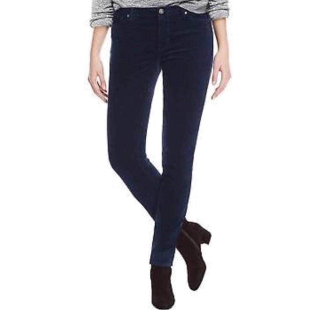 David Bitton 👑 Blue Velour Mid-Rise Skinny Pants